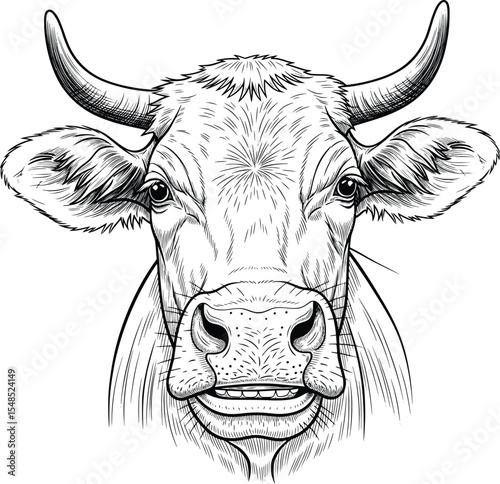 cow image line art style white background