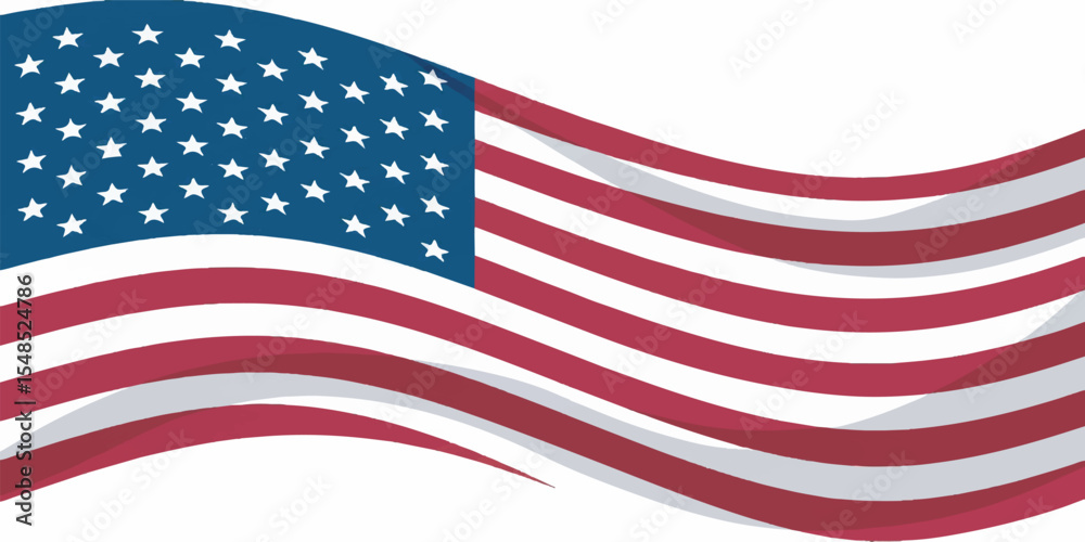 Fototapeta premium Waving American Flag Vector with Clean Lines and Realistic Flow