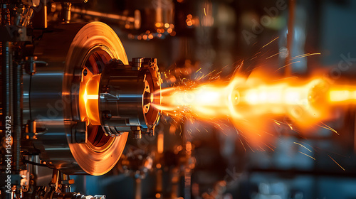 A machine with a glowing red fire coming out of it