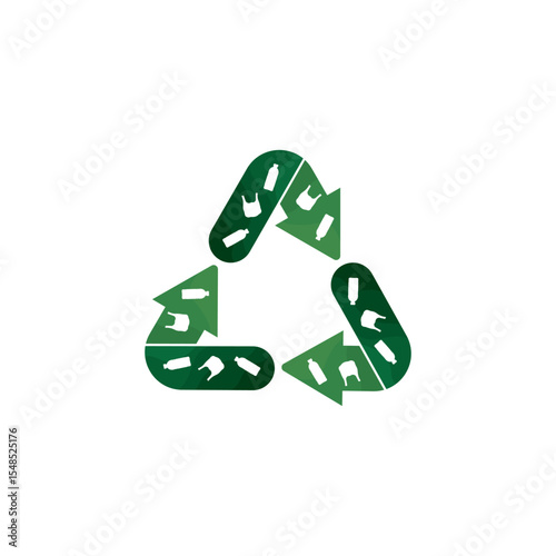 Recycle logo icon, Recycle logo with plastic bottle and plastic bag. World Environment day concept vector