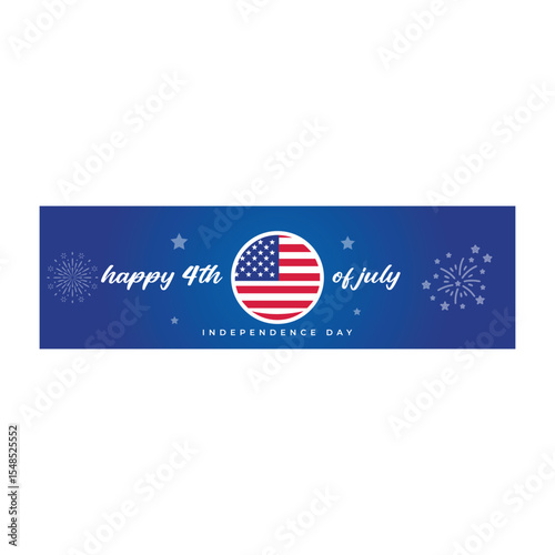 Happy 4th of July banner, USA flag, 4th July text fully editable vector template