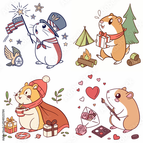 High-Quality hamsters Illustrations in Various Styles – SVG Bundle