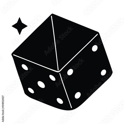 vector illustration of a red lucky dice covered with Santa cap