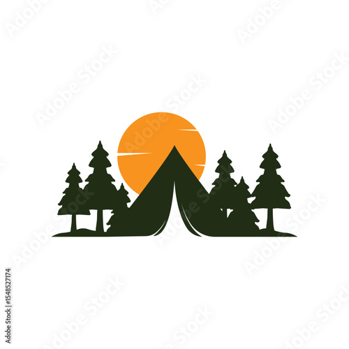 Camp Logo design, Tent Camping logo vector design