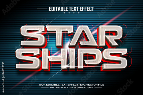 Star ships 3D editable text effect template