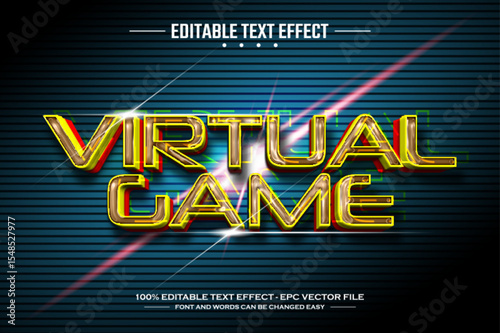 Virtual game 3D editable text effect template