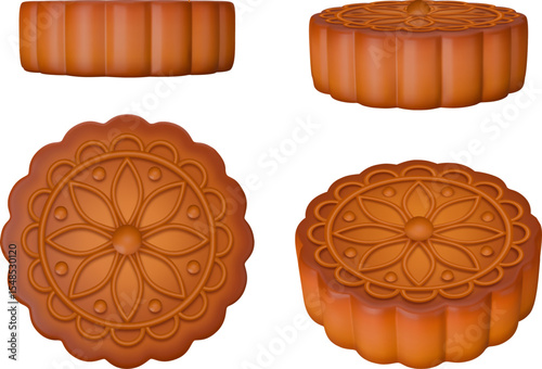 isolated chinese mooncake 3d illustration. mid autumn festival cake