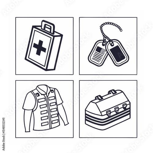 Emergency and Military Gear Icon Set