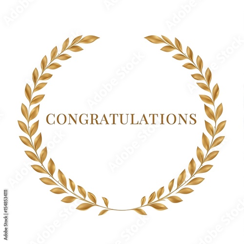 Golden laurel wreath framing “Congratulations” text design