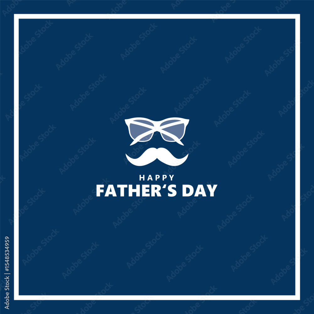 Obraz premium Happy Father’s Day with moustache, tie and glasses Vector illustration.