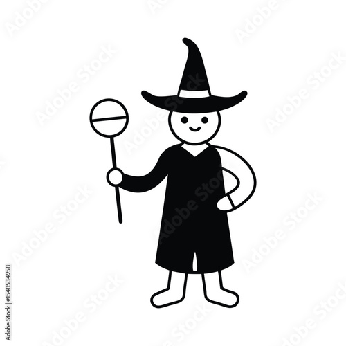 halloween witch with broom