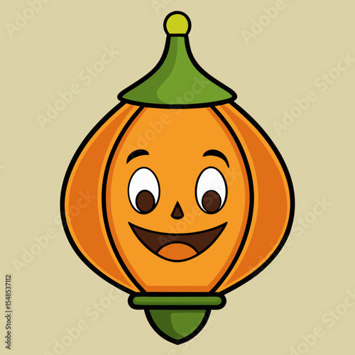 Cheerful Cartoon Pumpkin Lantern with a Happy Expression.