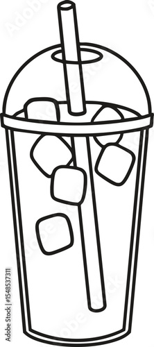 아이스커피 라인 드로잉
iced coffee Plastic Cup Line-Drawing for Coloring