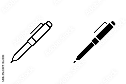 Pen icon in solid and stroke style. Flat illustration of vector icon on white background