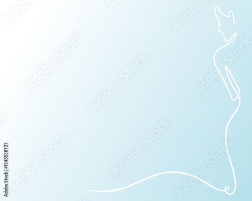 Outline of a graceful figure against a soft blue backdrop suggesting serenity and elegance during a peaceful moment