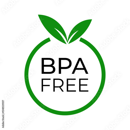 BPA Free and Non-Toxic Label Eco-Friendly Leaf Icon Badge Vector Illustration