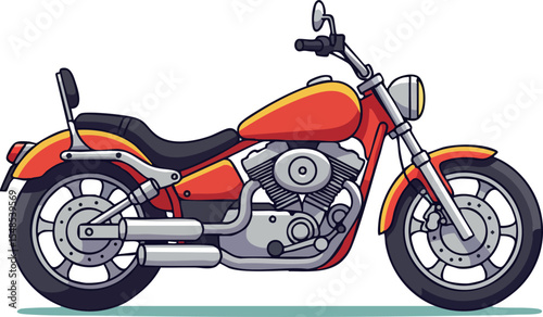 Red and black motorcycle vector illustration side view transport vehicle design 