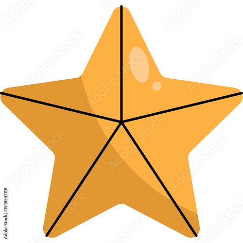 Golden Christmas Star Flat Vector Illustration