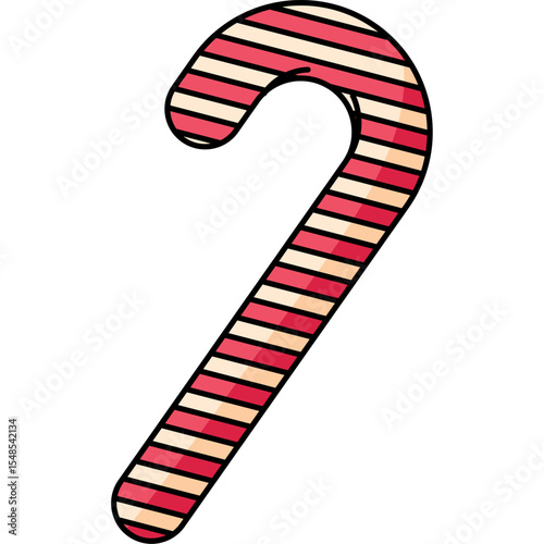 Flat Style Christmas Candy Cane Illustration