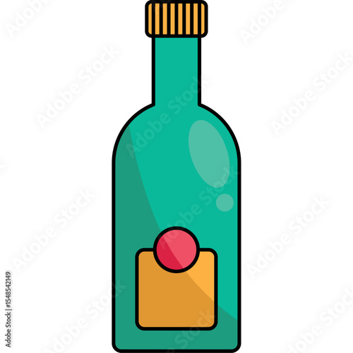 Flat Style Christmas Wine Bottle Illustration