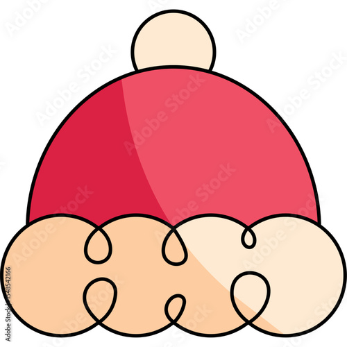 Flat Christmas Beanie Hat Winter Illustration