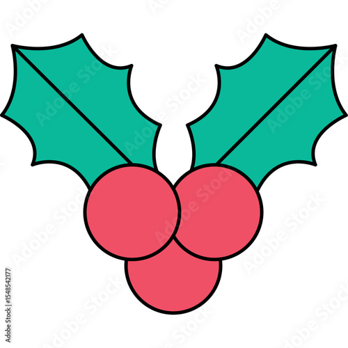 Christmas Cherry Icon in Flat Style
