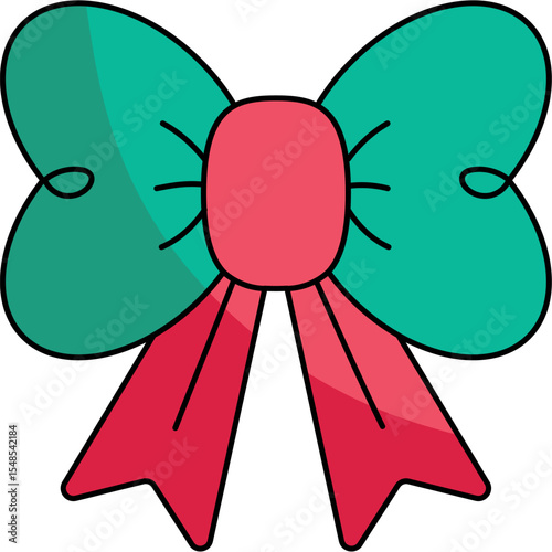 Flat Christmas Bow Icon for Holiday Designs