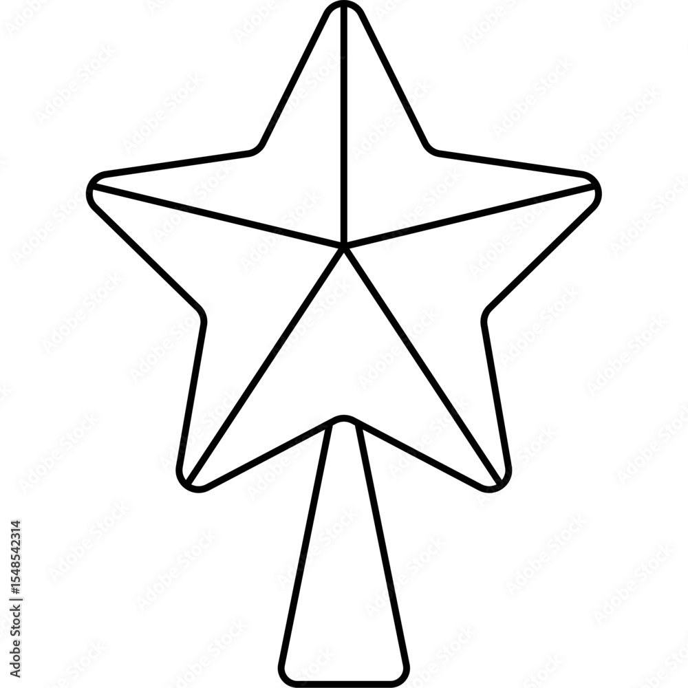 Fototapeta premium Golden Christmas Star Flat Vector Illustration