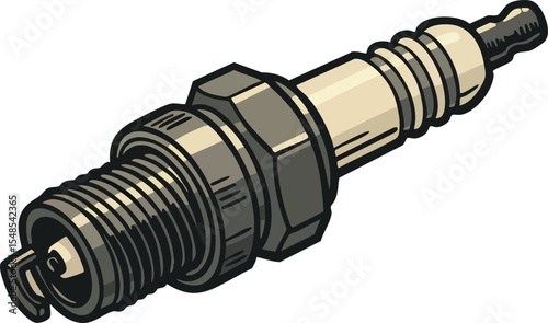 Spark Plug Illustration for Engine Ignition System Vector Graphic Design 