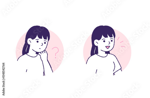 疑問と解決の女性アイコンセット