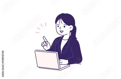 オンラインで説明する笑顔の女性スタッフ