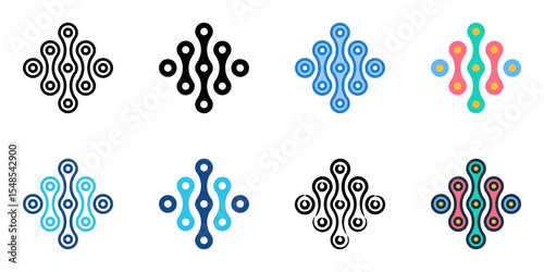 Quantum Dots icon set multiple style collection
