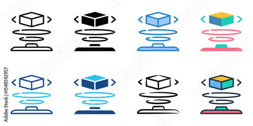Holography icon set multiple style collection