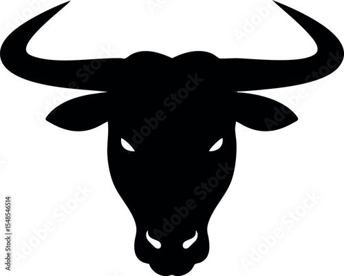 Bull head silhouette vector illustration strong wild animal symbol design 