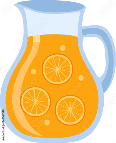 A refreshing illustration of orange juice in a pitcher, perfect for a hot day