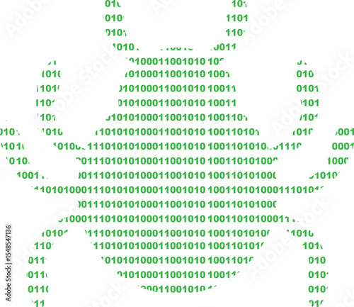 vector illustration green icon computer bug designed with binary code numbers concept