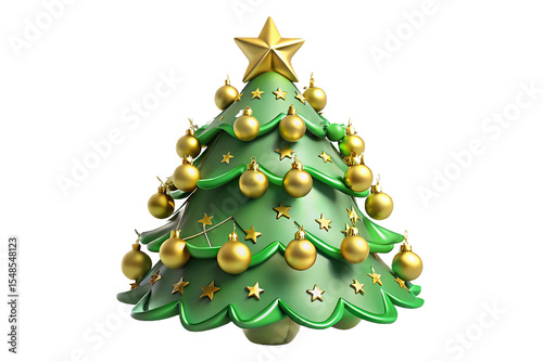 Decorated Christmas Tree with Golden Baubles and Star for Festive Interiors