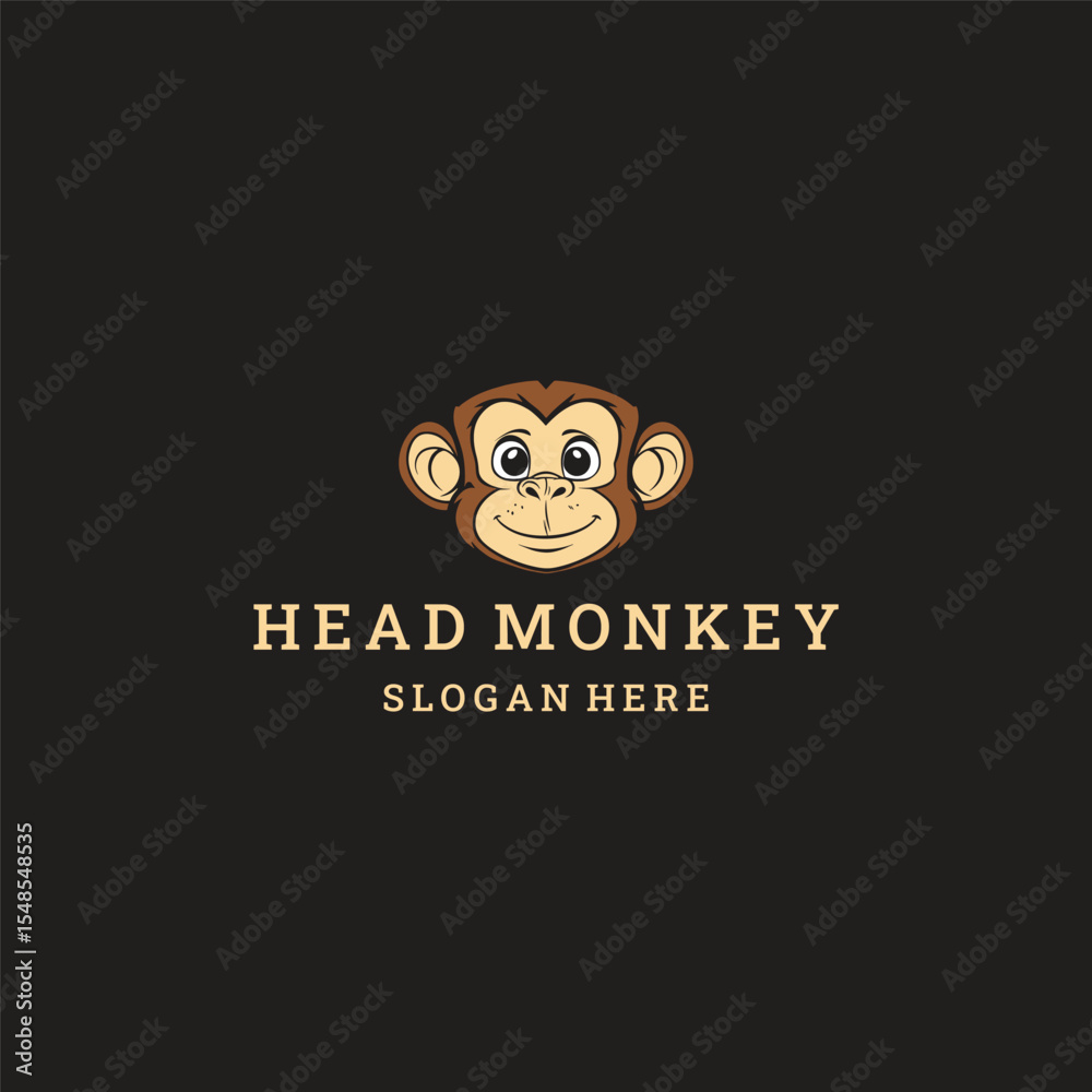 Head monkey logo style icon design template vector illustration