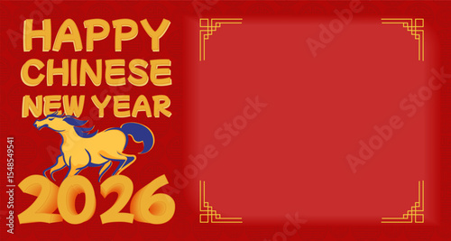 Illustrated with horse border frame design for chinese new year