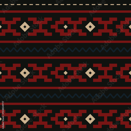 Tribal Folk Seamless Pattern – suitable for fashion design, decoration, fabric, wallpaper and printing on dark background