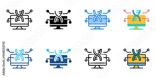  Bioinformatics icon set multiple style collection 