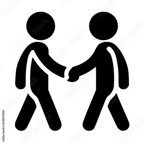 Minimalist Stickman Handshake Silhouette – Black SVG Clipart Icon