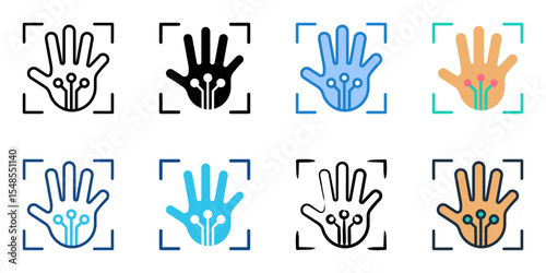 Gesture Recognition Technology icon set multiple style collection 