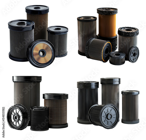 High-Quality Automotive Filters Arranged on a Neutral Background