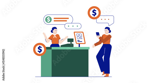 Contactless payment at a stores checkout. Ideal for illustrating modern payment methods, convenience, technology, retail, contactless transactions, and consumerism.