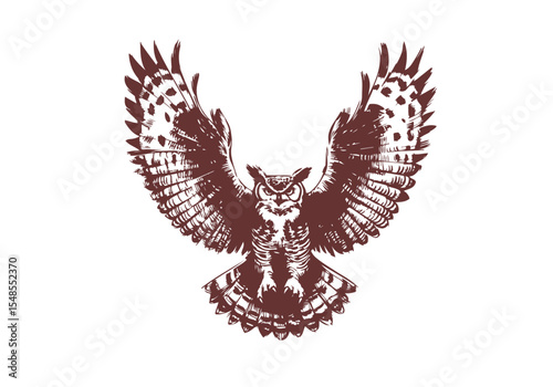 Great Horned Owl hand drawn sketch vector illustration