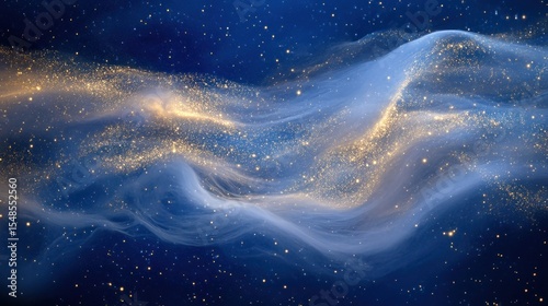 Cosmic, flowing, gold dust nebula