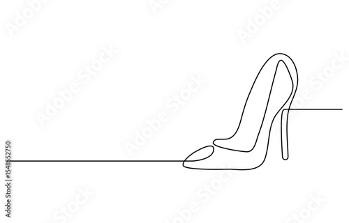 Continuous one line drawing of elegance high heel. lady shoes line art vector illustration. Editable vector, High Heels Continuous Line Icon, Beige nude pumps high heels shoes one line continuous draw
