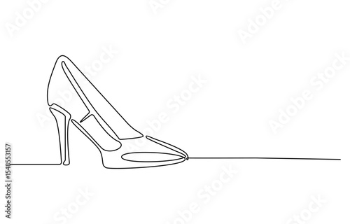 Continuous one line drawing of elegance high heel. lady shoes line art vector illustration. Editable vector, High Heels Continuous Line Icon, Beige nude pumps high heels shoes one line continuous draw