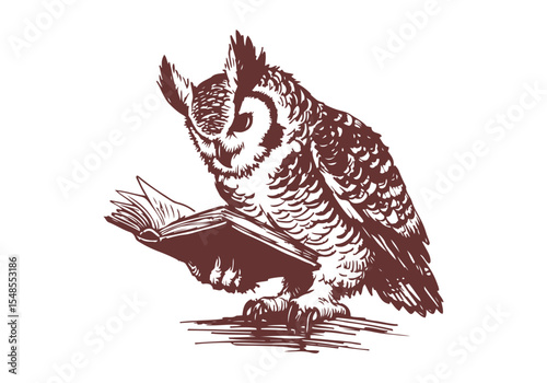 Great Horned Owl hand drawn sketch vector illustration